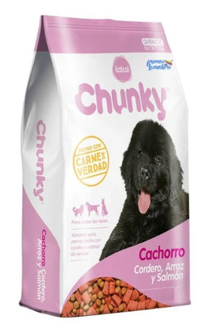 Chunky Perro Cachorro Cordero, Arroz y Salmón